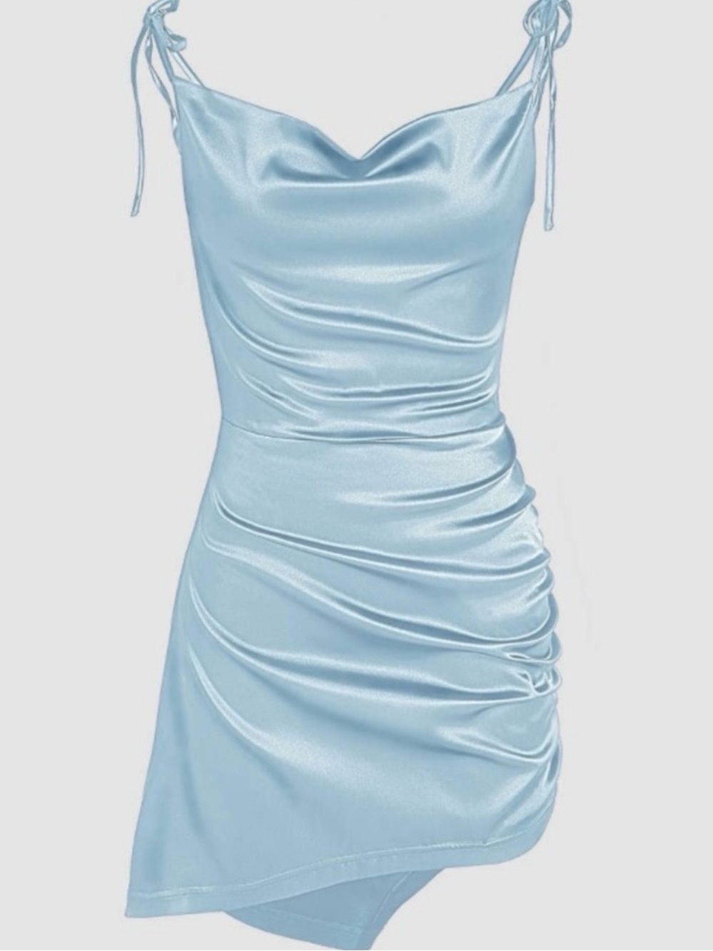 Light Blue Satin Tie Dress
